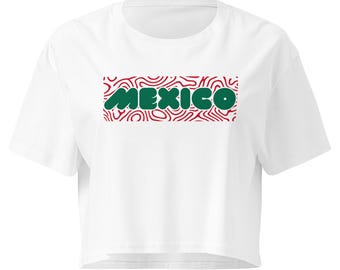 Mexico Lindo Crop Top, Women’s Boxy Cotton Graphic Tee