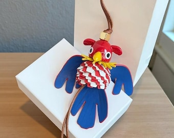 Cowhide animal bag charm — a playful and whimsical leather accessory for backpacks or bags
