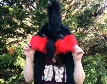 Black Palm Cockatoo Scoodie | Parrot Hood | Parrot Costume