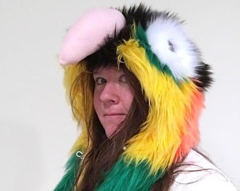 Black Capped Caique Scoodie | Parrot Hood | Parrot Costume