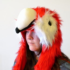 Scarlet Macaw Scoodie Parrot Hood Parrot Costume image 1