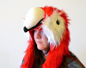 Scarlet Macaw Scoodie | Parrot Hood | Parrot Costume