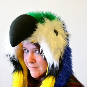 Blue and Gold Macaw Scoodie | Parrot Hood | Parrot Costume