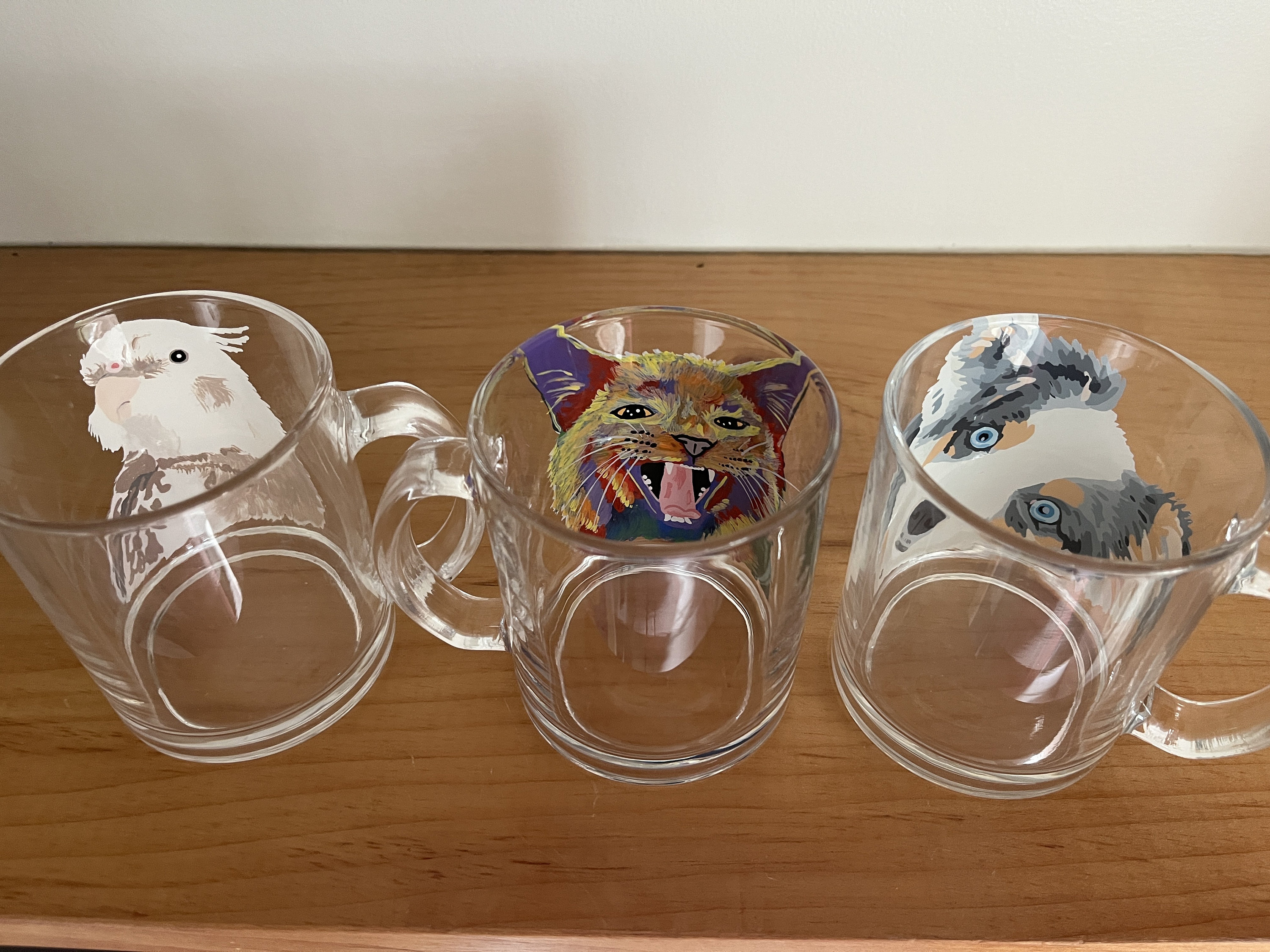 Custom Pet Portrait Mug | Hand Painted Glass Mug
