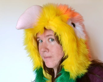 White Bellied Caique Scoodie | Parrot Hood | Parrot Costume