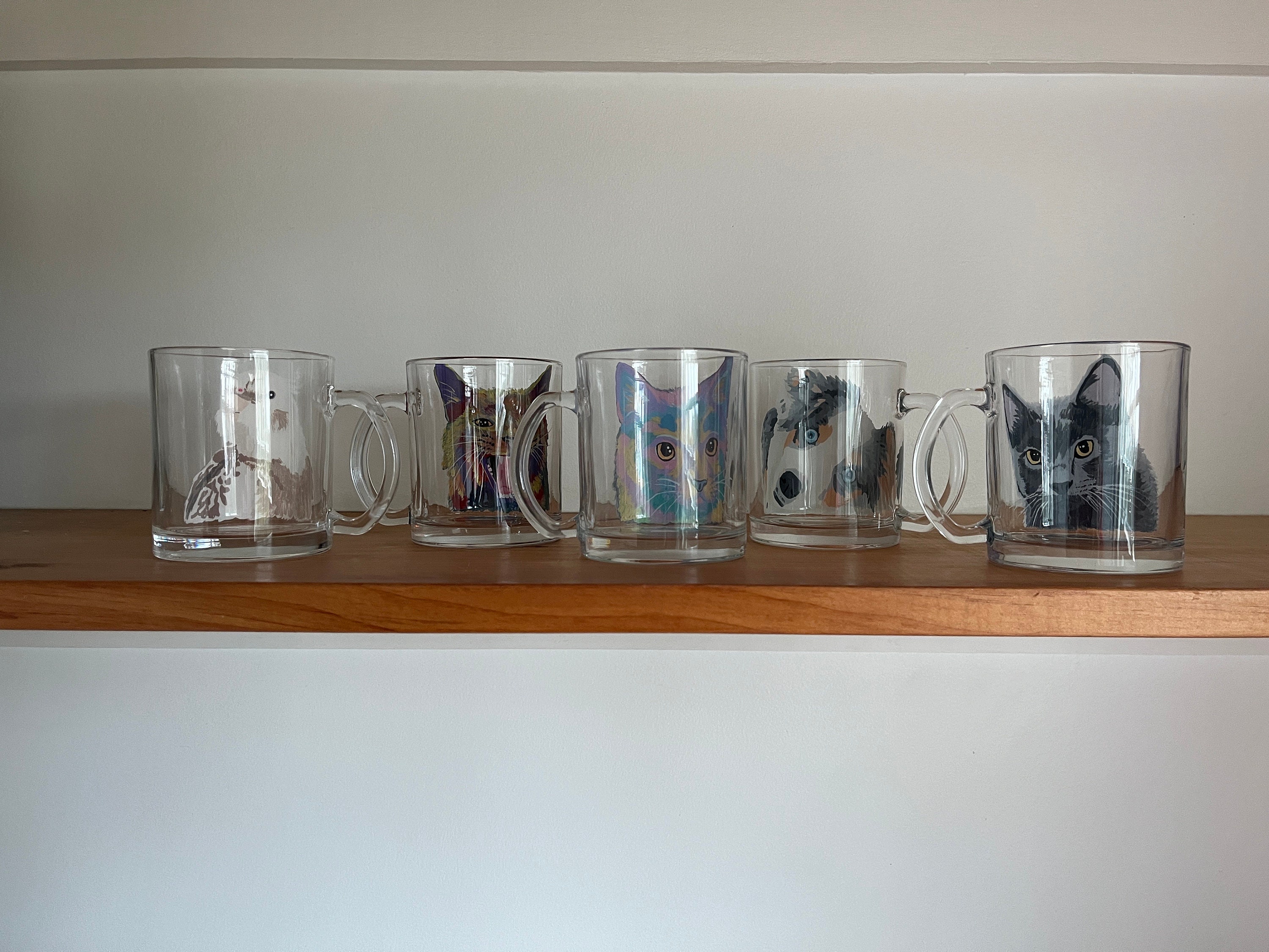 Custom Pet Portrait Mug | Hand Painted Glass Mug