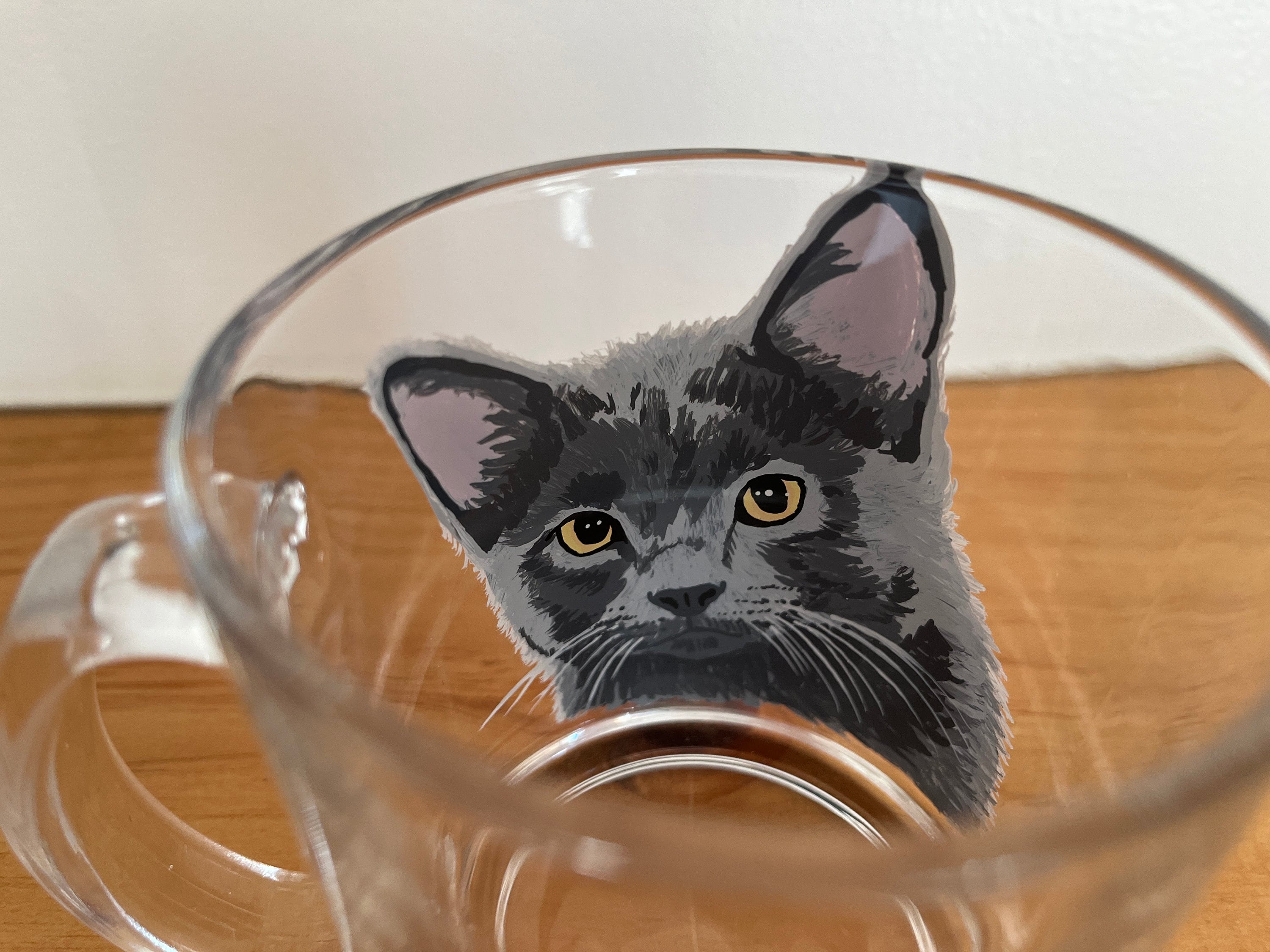Custom Pet Portrait Mug | Hand Painted Glass Mug
