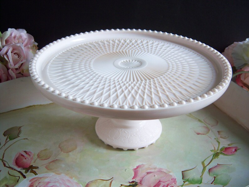 Jeannette Pink Milk Glass Cake Stand S Wedding