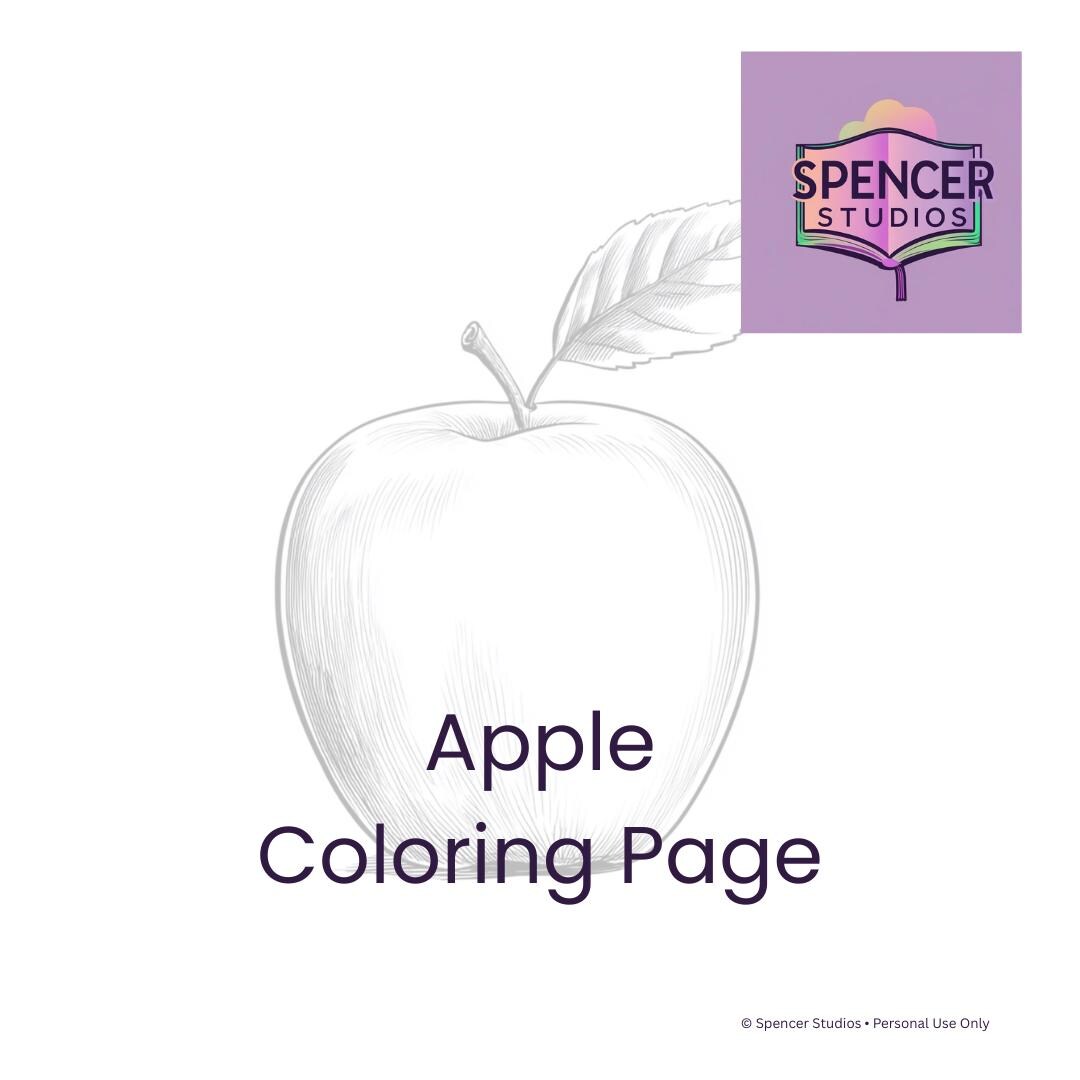 Apple Coloring Page – Simple Fruit Line Art Printable for Kids ...