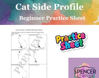 Learn to Draw Cat Side Profile – Step‑by‑Step Drawing Practice Sheet for Kids & Beginners