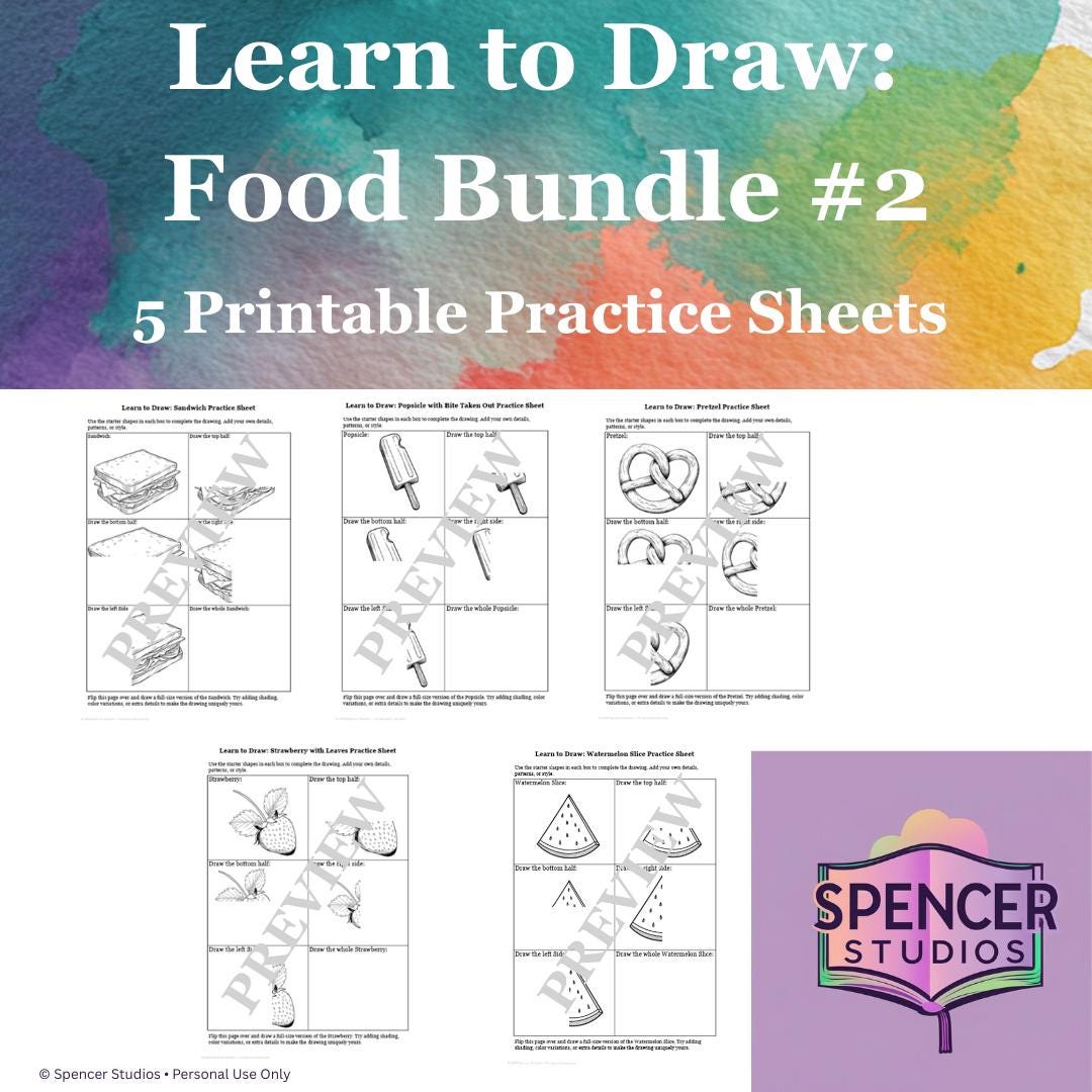 Learn to Draw Food Bundle #2 – Step‑by‑step Drawing Practice Sheets for ...