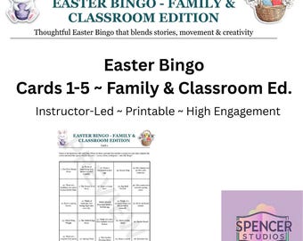 Doordachte paasbingokaarten 1–5 · Afdrukbaar door instructeur voor klaslokalen, gezinnen en thuisonderwijs