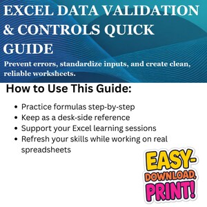 Excel Data Validation & Controls Quick Guide Input Rules, Drop‑Downs, Custom Formulas image 6