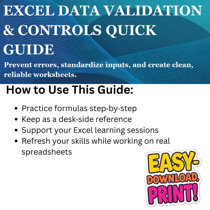 Excel Data Validation & Controls Quick Guide Input Rules, Drop‑Downs, Custom Formulas image 6