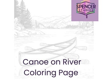 Coloriage canoë sur la rivière - Coloriage d'aventures en plein air à imprimer pour enfants et adultes