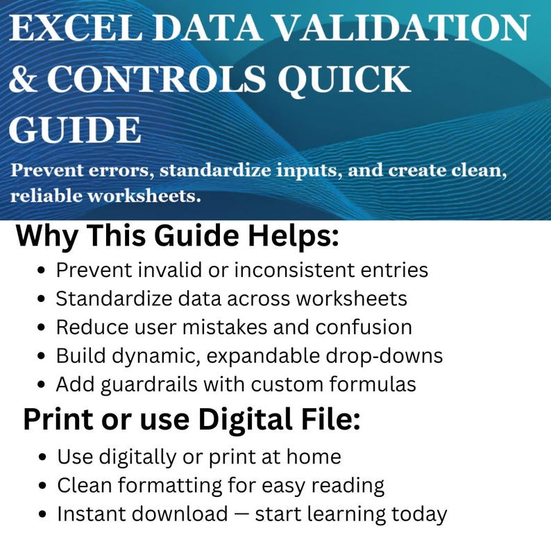 Excel Data Validation & Controls Quick Guide Input Rules, Drop‑Downs, Custom Formulas image 3