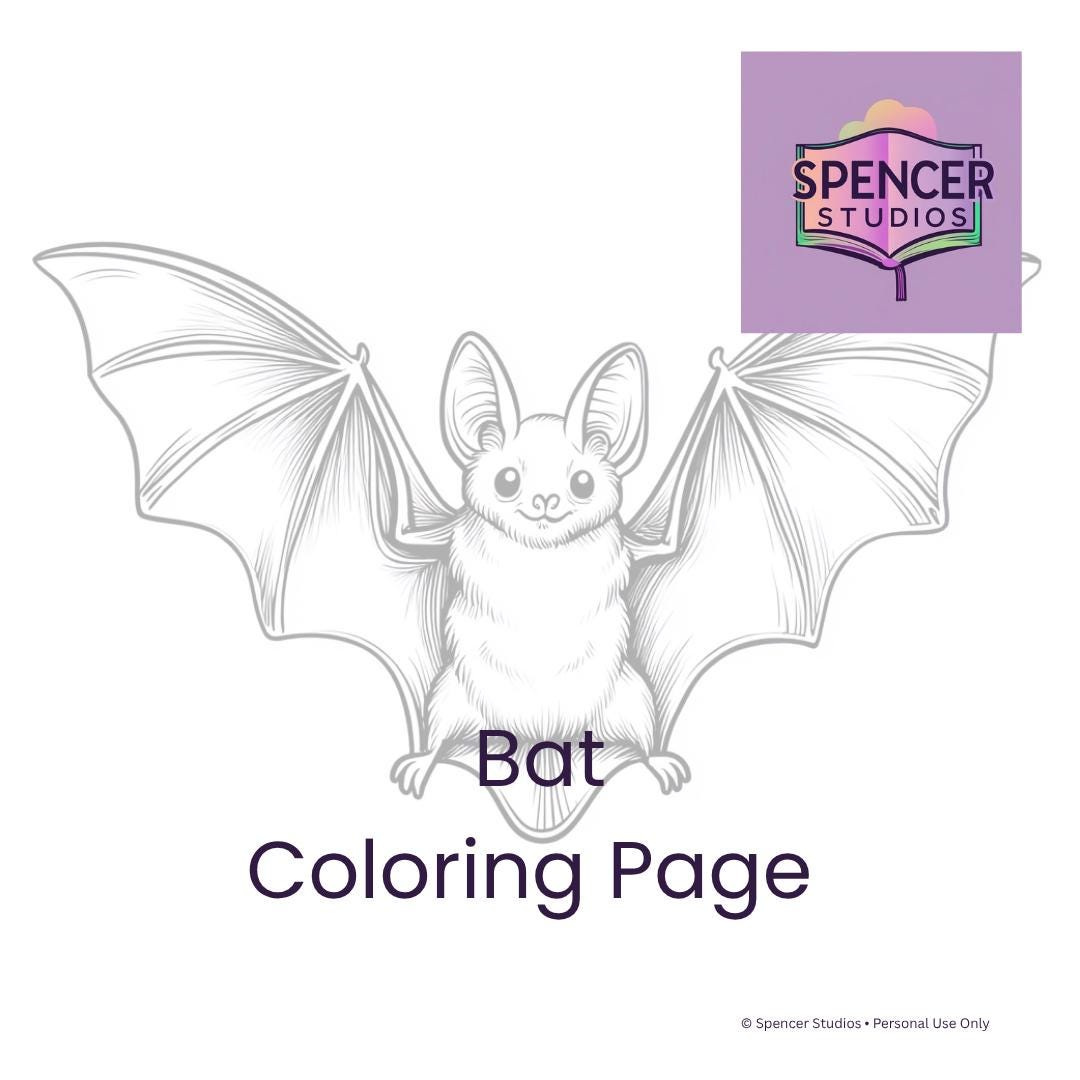 Bat Coloring Page – Printable Animal Coloring Sheet for Kids & Adults ...