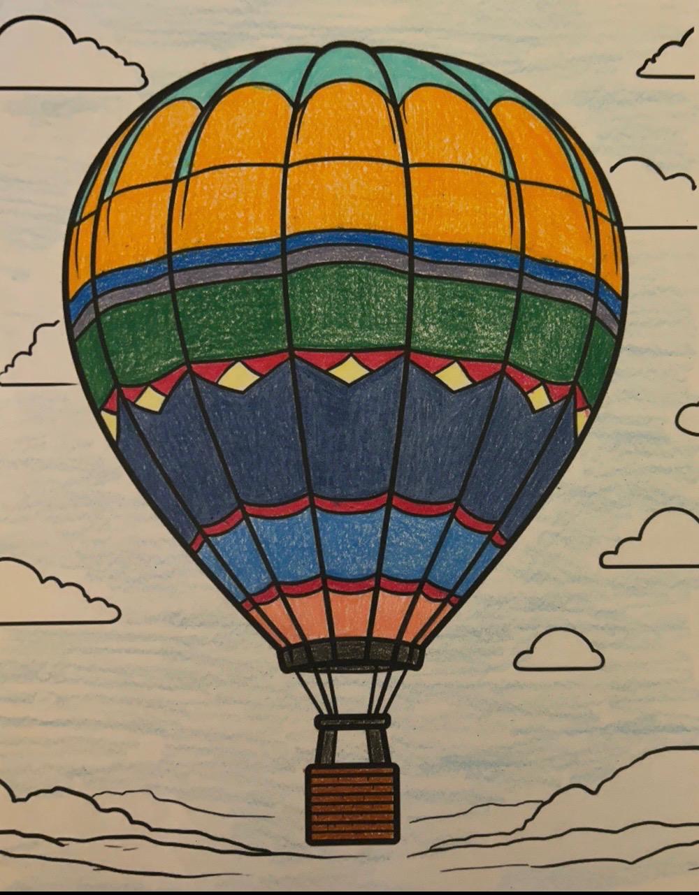Hot Air Balloon Coloring Page – Whimsical Balloon Scene Printable for ...