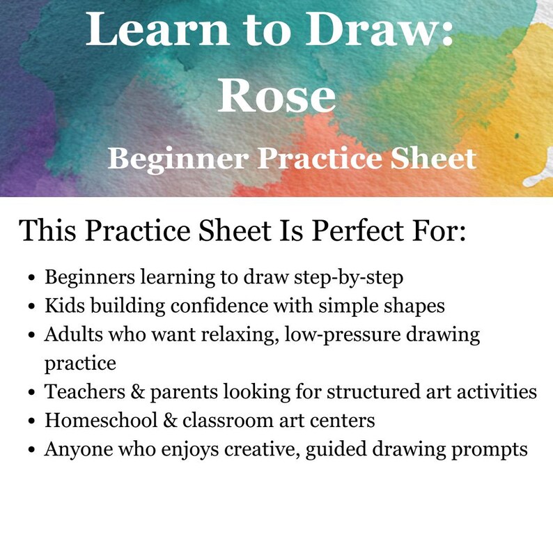 Learn to Draw a Rose – Step‑by‑step Drawing Practice Sheet for Kids ...