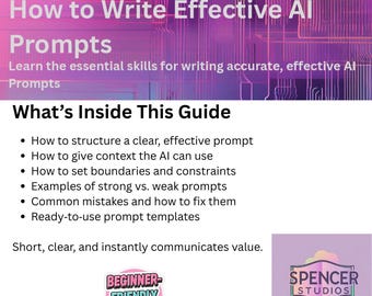 Comment rédiger des invites efficaces pour l'IA • Guide de rédaction d'invites convivial pour les débutants • Apprenez des invites claires et précises pour n'importe quel outil d'IA (PDF)