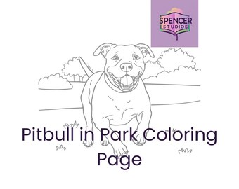 Pitbull in Park – Afdrukbare hondenkleurplaat voor kinderen en volwassenen