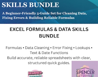 Excel Formulas & Data Skills Bundle • 5‑Guide Set • Cleaning, Lookups, Errors, Text/Date Functions • Digital Download