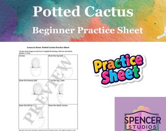 Learn to Draw Cactus in a Pot – Step‑by‑Step Drawing Practice Sheet for Kids & Beginners