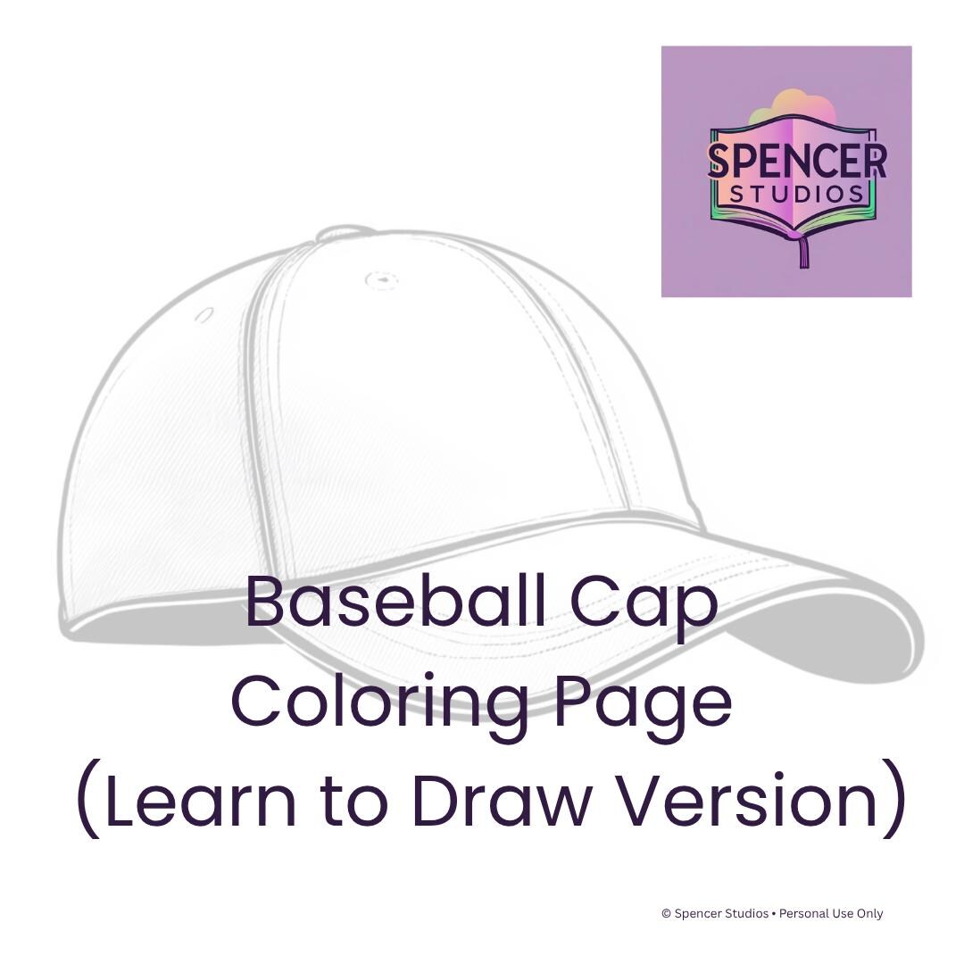Baseball Cap Coloring Page Printable Hat Coloring Sheet for Kids Simple ...