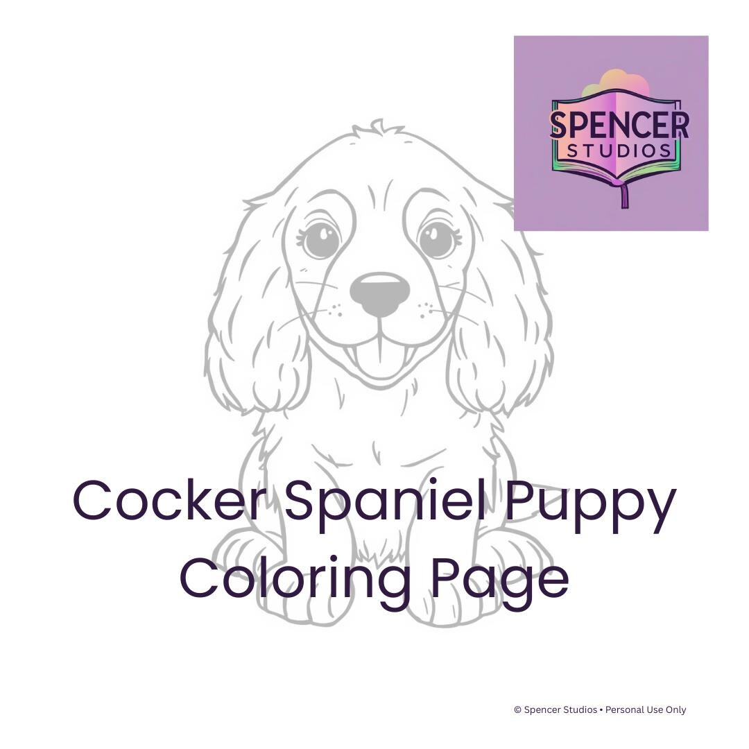 Cocker Spaniel Puppy Coloring Page - Etsy