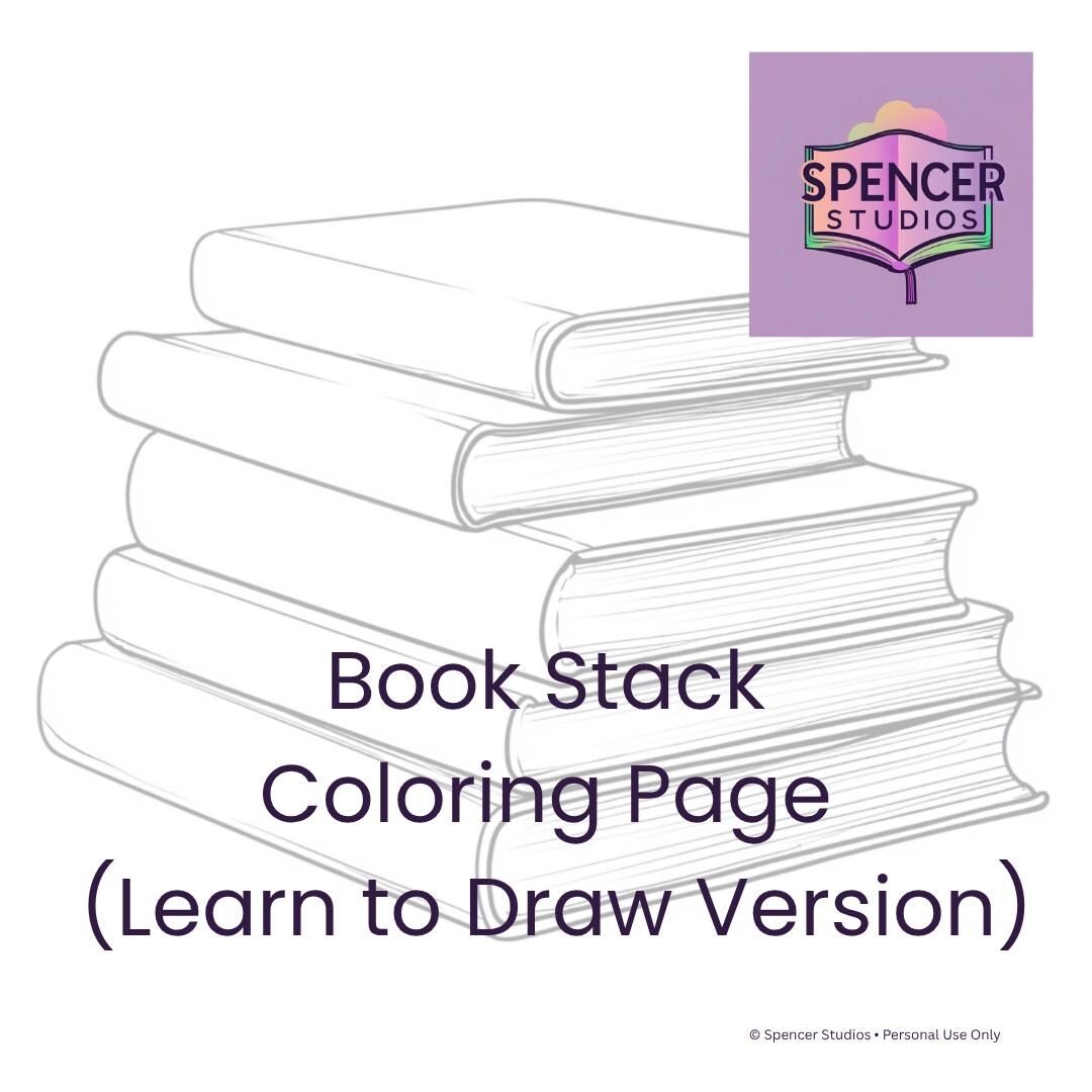 Book Stack Colouring In Book Stack Coloring Page Printable Books Coloring Sheet for Kids Simple ...