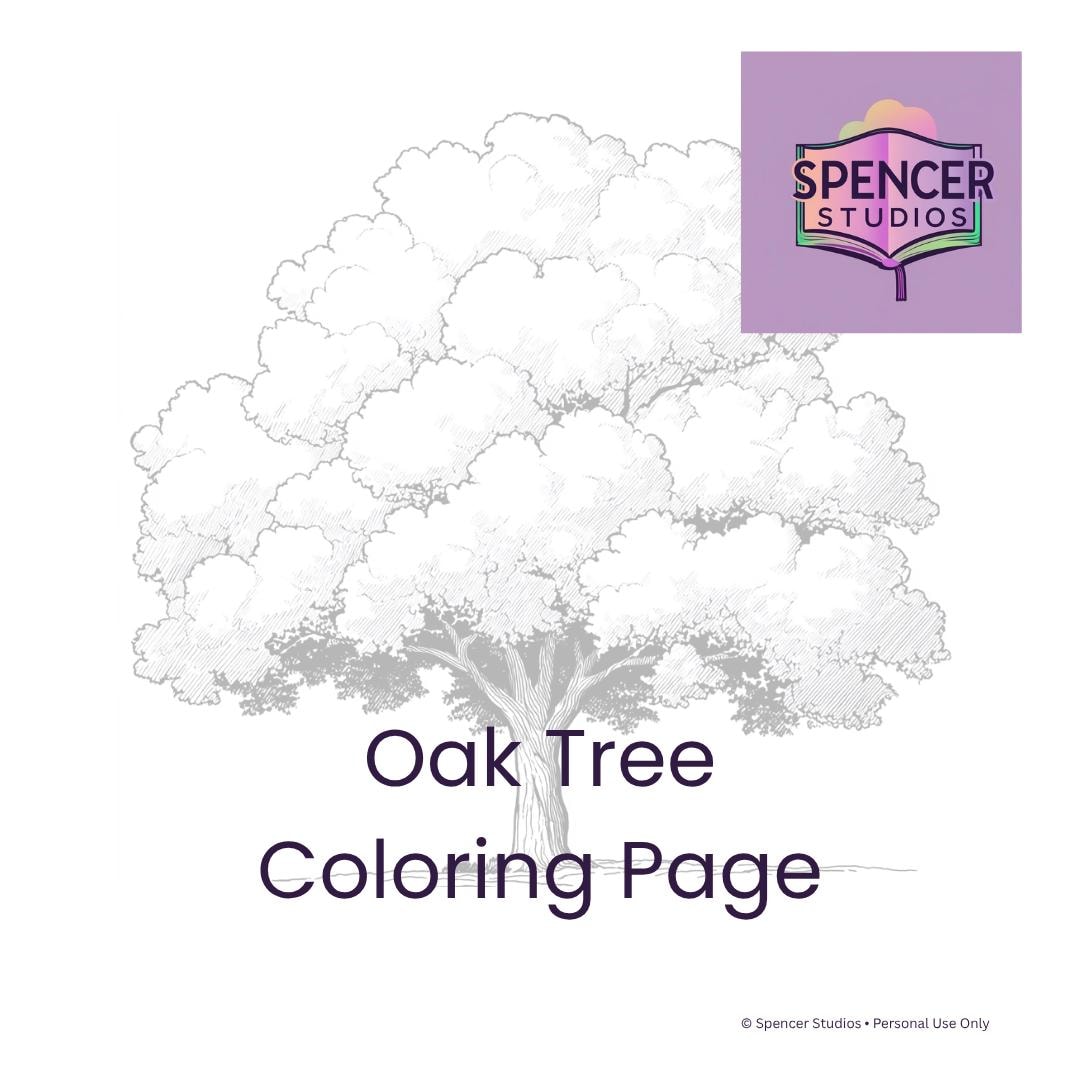 Oak Tree Coloring Page – Printable Nature Coloring Sheet for Kids ...