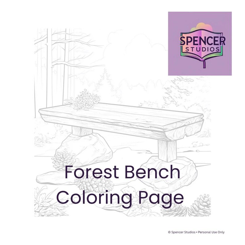 Forest Bench Coloring Page – Printable Nature Scene Coloring Sheet for ...