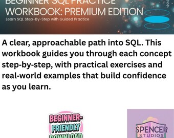 Beginner SQL Practice Workbook  Printable SQL Exercises  Learn SQL Step‑By‑Step  Real‑World Practice, Mini‑Projects & Answer Key