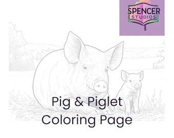 Pig & Piglet Coloring Page – Printable Farm Animal Sheet