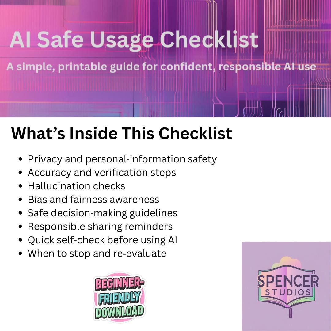 AI Safe Usage Checklist Printable Responsible AI Use Guide Digital ...
