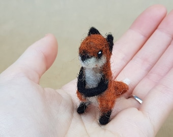 Tiny needle felted fox, posable fantasy animal character, miniature felt art doll, Felted Wildwood