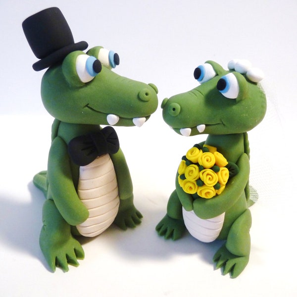 Alligator - Crocodile Wedding Cake Topper - Choose Your Colors