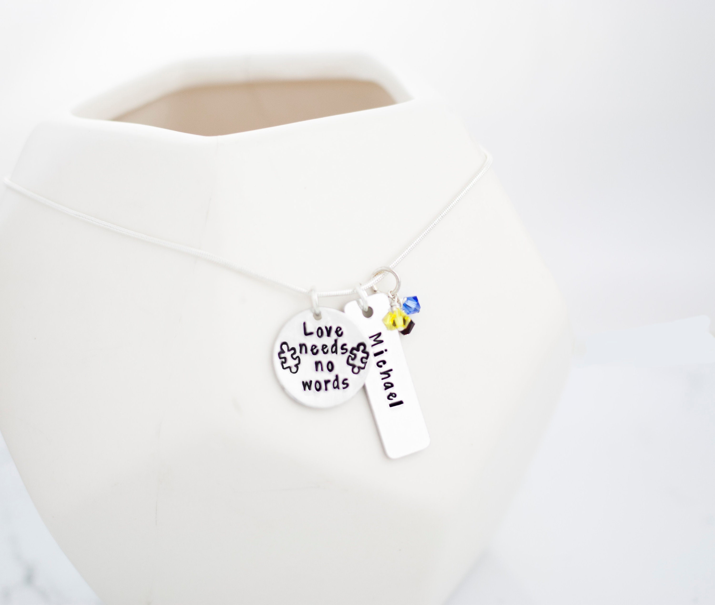 autism awareness Christmas gift autism necklace love Etsy