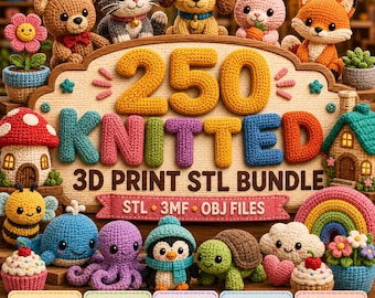 200+ gestrickte 3D-Druckmodelle STL Bundle | Niedliche Plüschtiere & Charaktere, Spielzeugdateien, gemütliches Dekor, 3MF-Dateien, kommerzielle Nutzung