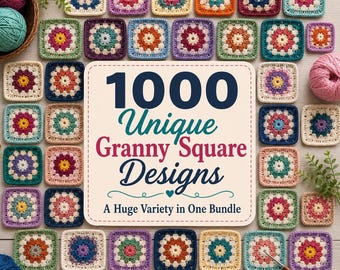 Mais de 1000 padrões de crochê para quadrados de crochê | Pacote gigante de motivos de crochê | Desenhos de blocos para mantas e cobertores | Quadrado de crochê com flores | Coleção de crochê