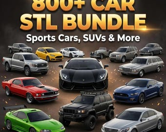 Pacote com mais de 800 arquivos STL de carros | Arquivos para impressão 3D de carros esportivos e outros veículos | Pacote de modelos de carros para impressão | Mega pacote de veículos em STL | Download digital