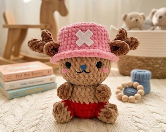 Tutorial em PDF de Amigurumi do Chopper, Padrão de Crochê para Pelúcia de Anime, Boneca DIY