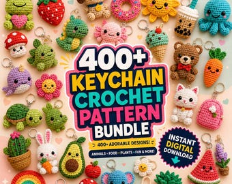 Pacote com mais de 400 padrões de crochê para chaveiros | Animais, comidas e objetos em amigurumi (download em PDF)