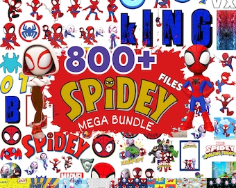 Pacote de imagens SVG e PNG do Homem-Aranha e seus amigos (Download digital)