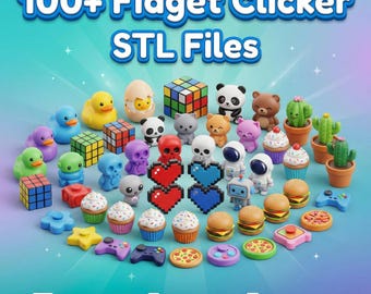 100 arquivos STL e 3MF de Fidget Clickers | Pacote de brinquedos antiestresse para impressão 3D, modelos para alívio do estresse | Download instantâneo, uso comercial