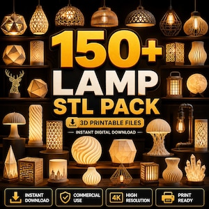 Paquete de más de 150 lámparas en formato STL / Paquete de iluminación decorativa imprimible en 3D (descarga instantánea)