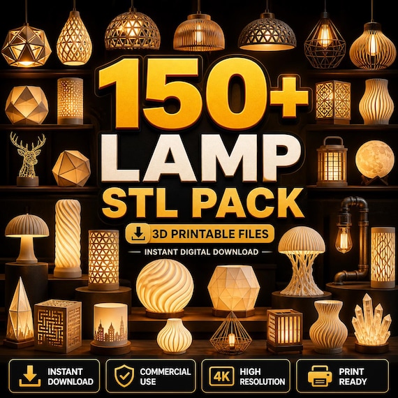 150+ Lamp STL Pack | 3D Printable Decorative Lighting Bundle (Instant Download)