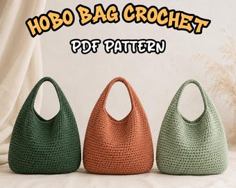 Padrão de Bolsa Hobo de Crochê, Bolsa Despojada, Tutorial para Iniciantes (Download em PDF)