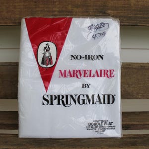 Vintage White Flat Sheet: Double/Full Size - Springmaid Marvelaire