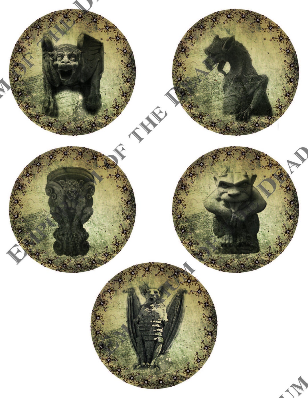 Gargoyle Printable Download Bottle Cap Images for Pendants 3.5 - Etsy